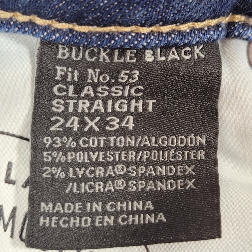 Buckle Black Fit No. 53 Straight Jean Women 24x34 Blue excellent Distressed - Picture 9 of 11